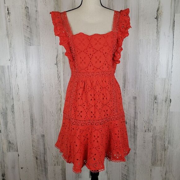 Betsey Johnson Red Eyelet Dress Sz 10 - Picture 4 of 11